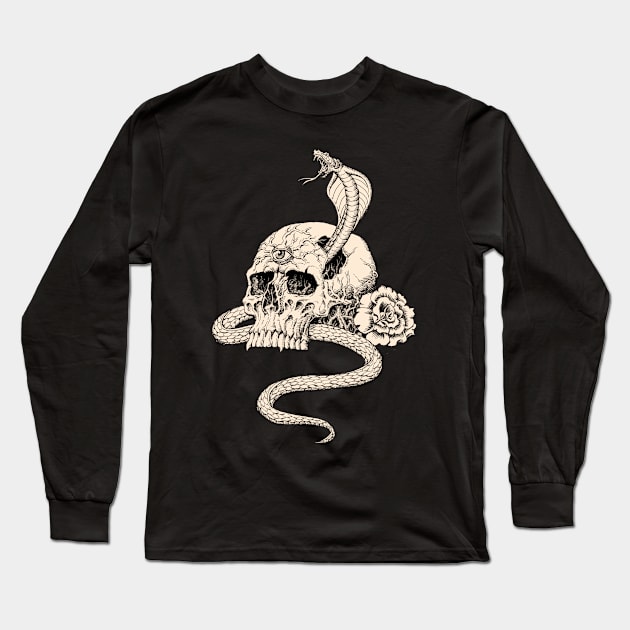 Skull and Snake Long Sleeve T-Shirt by Paul_Abrams